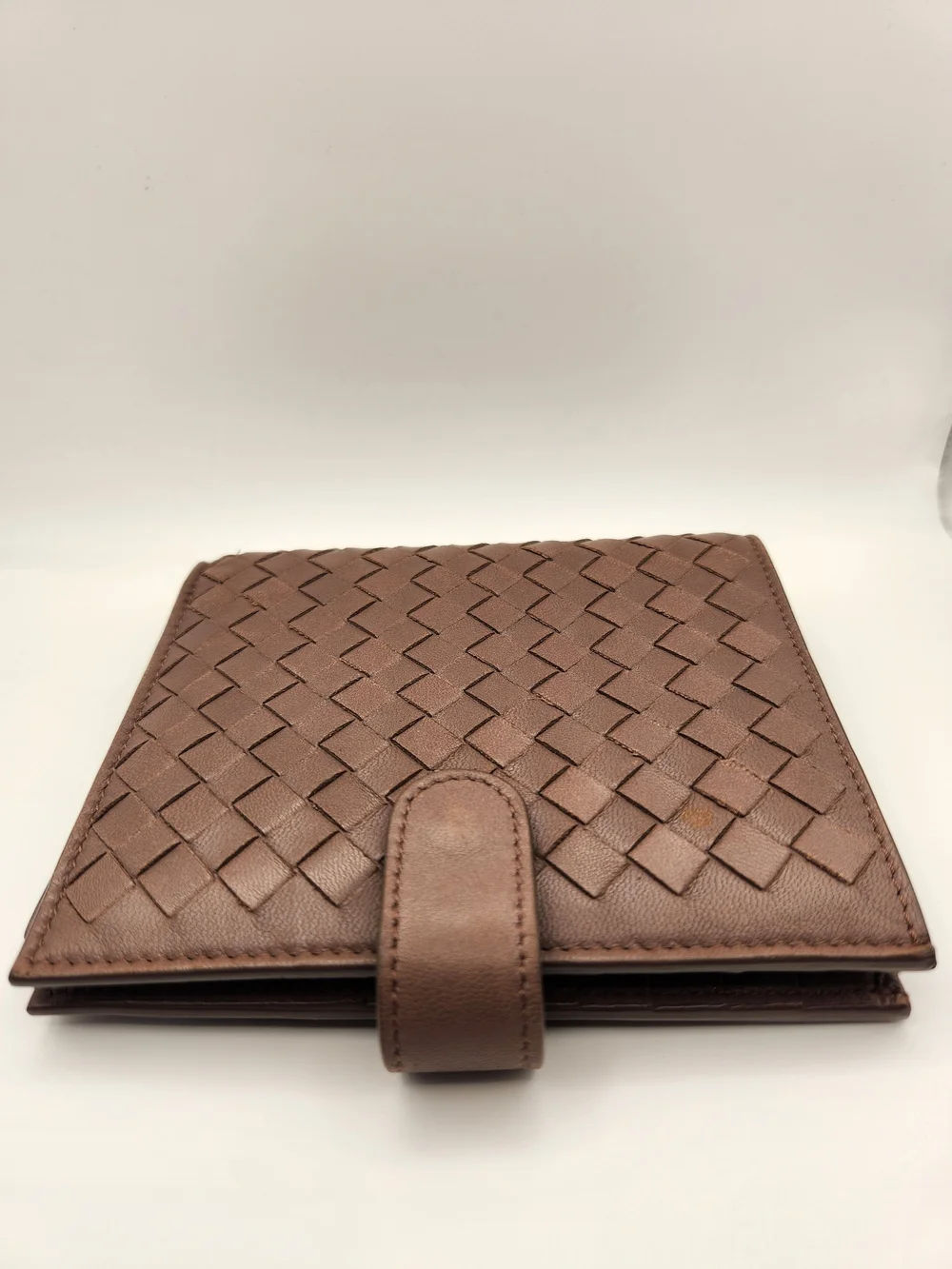 Bottega Veneta Intrecciato Taupe Leather Woven Card Wallet